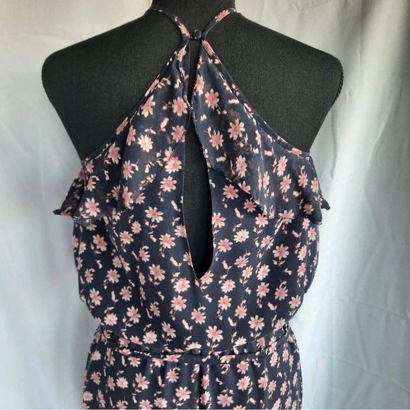 Joie Jael 100% Silk Jumpsuit Midnight Blue Floral - Picture 5 of 6